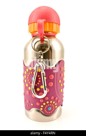 Colorful aluminum water flask isolated on white Stock Photo