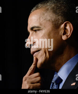 Washington DC, USA. 23rd Oct, 2015. United States President Barack Obama makes remarks at the 22nd Annual Democratic National Committee Women's Leadership Forum, October 23, 2015 at the Grand Hyatt Washington Hotel in Washington, DC. Credit:  dpa picture alliance/Alamy Live News Stock Photo