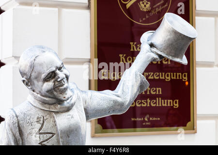 BRATISLAVA, SLOVAKIA - SEPTEMBER 23, 2015: Cast iron statue of Ignac Lamar, nicknamed Schoner Naci. Author of this sculpture is Stock Photo