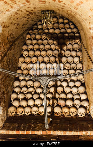 BRNO, CZECH - SEPTEMBER 25, 2015: - vault of the Ossuary of St James Church on Jakubske square in Brno. it was a big collection Stock Photo