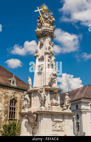 Holy Trinity column outside of Matthias Church in Budapest, Hungary Stock Photo