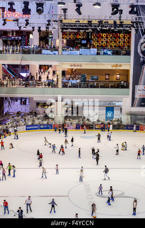 DUBAI, UAE - OCT 7: The ice rink of the Dubai Mall on Oct 7, 2012 in Dubai, UAE. Dubai Mall is the largest shopping mall in the Stock Photo