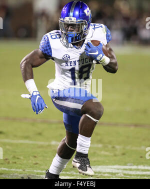 Starkville, MS, USA. 24th Oct, 2015. Kentucky Running Back, Stanley Williams runs for yardage during the NCAA Football game between the Mississippi State Bulldogs and the Louisiana Tech Bulldogs at Davis Wade Stadium in Starkville, MS. Chuck Lick/CSM/Alamy Live News Stock Photo