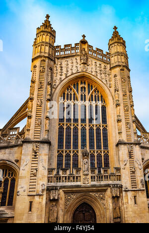 Ancient Bath abby cathedral church architecture England UK somerset heritage front entrance at daytime Stock Photo