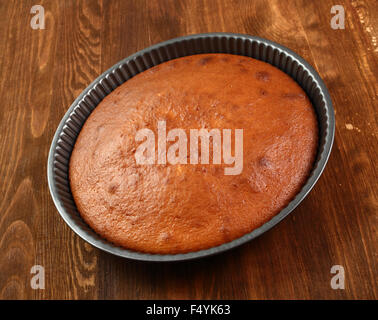 Baked Cake in Cake Pan. Series - Making Sour Cream Lemon Cake. Stock Photo