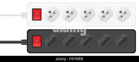 Portable outlet electrical socket on a white background. Vector illustration. Stock Vector