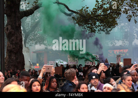 London, UK, 7th Oct 2015: Protestors at the Suffragette film premiere and gala opening night, 59th BFI London Film Festival in L Stock Photo