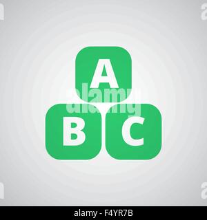 Flat green Abc Blocks icon Stock Vector