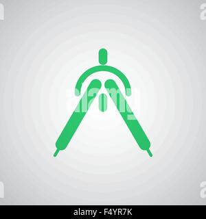 Flat green Drafting Compass icon Stock Vector