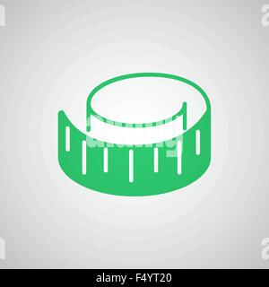 Flat green Measuring Tape icon Stock Vector