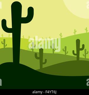 Mexican desert cactus scene in vector format. Stock Vector