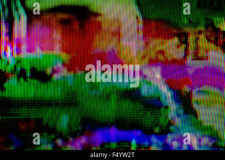 Digital TV broadcast glitch, television screen as technology background Stock Photo
