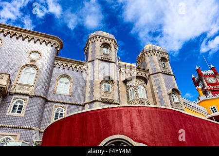 Popular tourist destination the Royal Palace of Pena, or 'Castelo da Pena' as it is more commonly known, Portugal, Sintra. Stock Photo