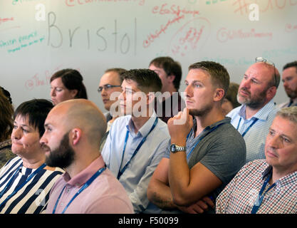 The Entrepreneurial-spark small business training day at Trinity Quay, Bristol - listening to a presentation UK Stock Photo