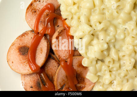 Swedish Falukorv Sausage with Macaronis Stock Photo