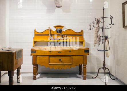 MILAN, ITALY - SEPTEMBER, 13: Old forniture for butchery end of XIX Century courtsey Steno Tonelli, exposed in the Triennale pav Stock Photo