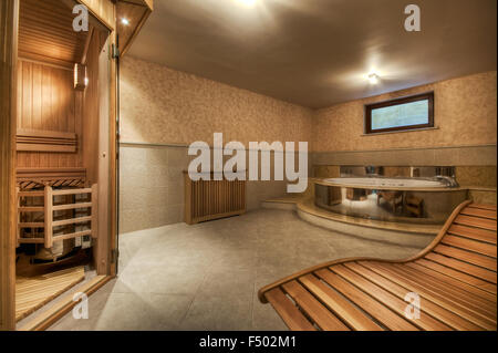Home sauna and jacuzzi home spa. Stock Photo