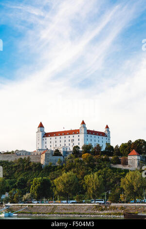 travel to Bratislava city - Bratislava Castle over Danube River waterfront Stock Photo