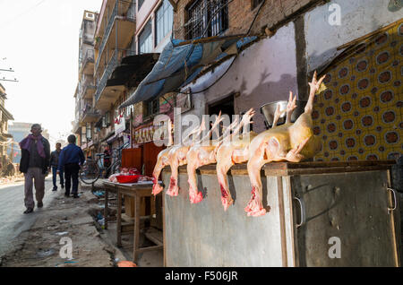Chicken bodies displayed for sale on the street Stock Photo