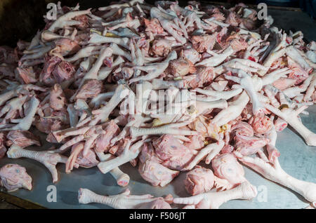 Chicken legs displayed for sale on the street Stock Photo