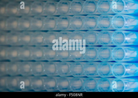 Safe Seal Tips are sorted in a blue rack Stock Photo