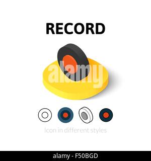 Record icon in different style Stock Vector