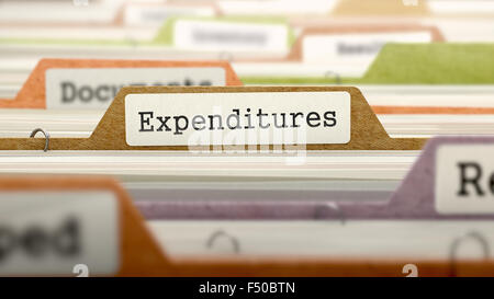 File Folder Labeled as Expenditures. Stock Photo