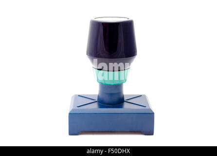 Blue rubber stamp isolated on white background Stock Photo