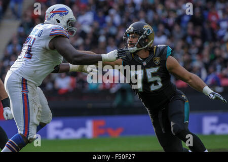 November 19, 2015: Jacksonville Jaguars defensive end Jared Odrick #75  celebrates after making the tackle on Tennessee Titans running back Dexter  McCluster #22 in the 1st half in the game between the