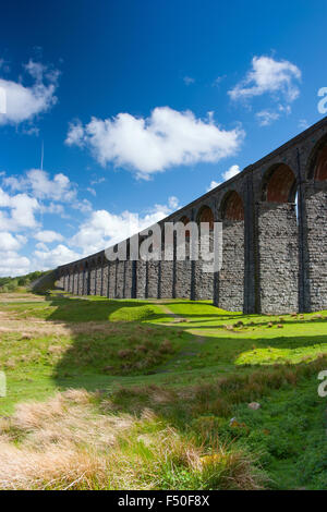 Famous Ribblehead Viaduct in Yorkshire Dales National Park,Great Britain Stock Photo