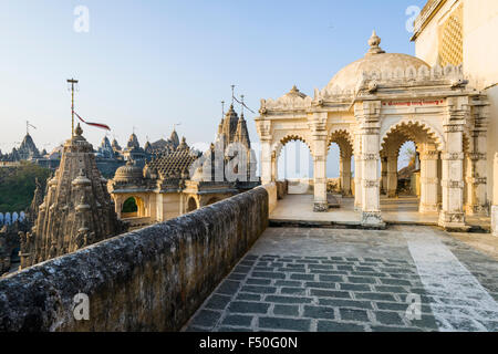 The sacred site of Shatrunjaya contains more than 850 temples on top of a hill and is one of the major pilgrim sites for Jains Stock Photo