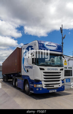 Shipping container lorry on a weigh-bridge Stock Photo