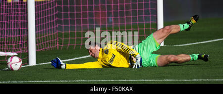 Columbus, Ohio, USA. 25th Oct, 2015. Columbus Crew goalkeeper Steve Clark (1) warms up before the match between Columbus Crew SC and DC United in Columbus, Ohio. Credit:  Brent Clark/Alamy Live News Stock Photo