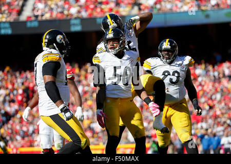 Pittsburgh Steelers inside linebacker Ryan Shazier (50) stops Miami Dolphins  wide receiver Jarvis Landry (14) late in the fourth quarter of the Pittsburgh  Steelers 30-12 win at the AFC Wild Card Playoff