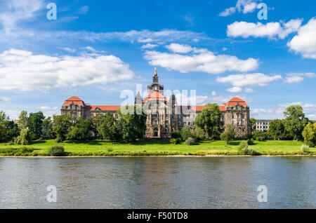 Saxonian state chancellery seen from across the river Elbe Stock Photo