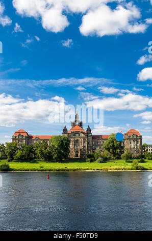 Saxonian state chancellery seen from across the river Elbe Stock Photo