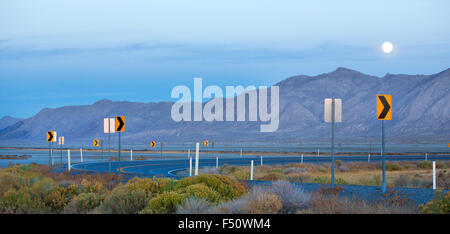 Highway signs in the desert Stock Photo