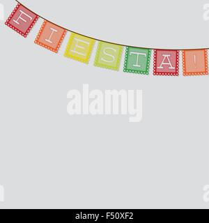 Mexican 'papel picado' (Paper flag decoration) card in vector format. Stock Vector