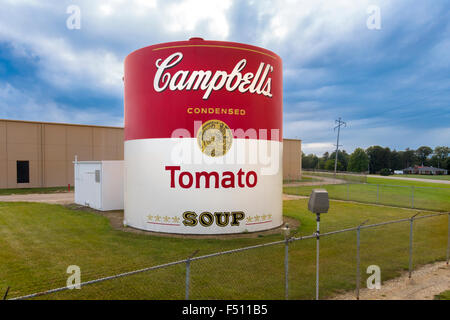 Giant Tomato Soup Can outside Campbell's Soup Supply Co factory in Napoleon Ohio US Stock Photo