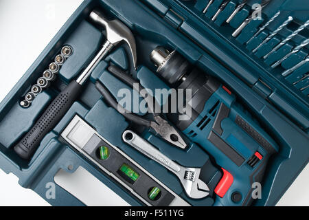 tool kit set in box Stock Photo