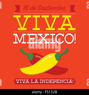 Retro style Viva Mexico (Mexican Independence Day) card in vector format. Stock Vector