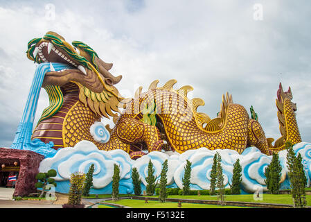 A large dragon statue in the China temple in Thailand. Stock Photo