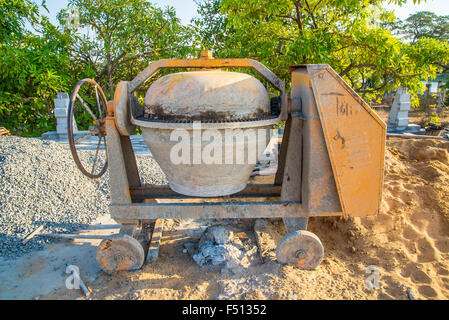 Mixing the cement used in construction. Stock Photo