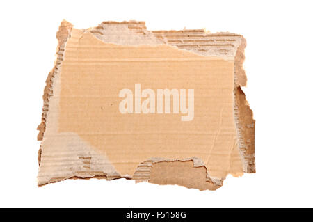 Blank cardboard piece isolated on white background Stock Photo