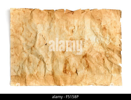 Retro aged grunge paper, isolated on white Stock Photo