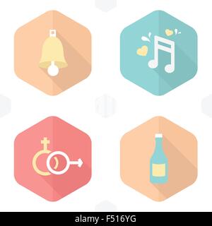 wedding symbols bells, music, gender, drink Stock Vector