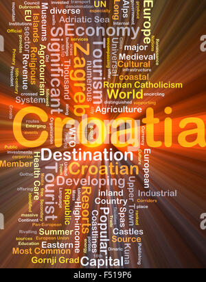 Background concept wordcloud illustration of Croatia glowing light Stock Photo