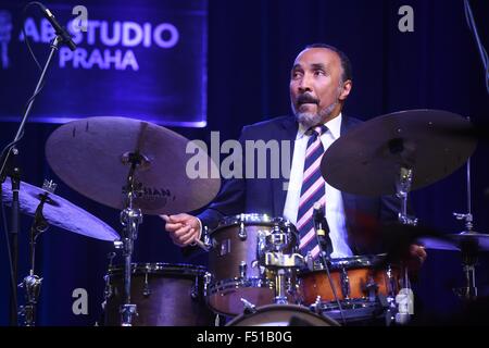 Prerov, Czech Republic. 23rd Oct, 2015. American Ron Carter´s Foursight jazz quartet performs during the Czechoslovak Jazz Festival in Prerov, Czech Republic, October 23, 2015. Pictured drummer Payton Crossley. © Ludek Perina/CTK Photo/Alamy Live News Stock Photo