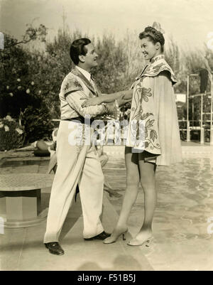 The American actress Esther Williams with Carlos Ramirez in a scene from the film 'Bathing Beauty', USA Stock Photo