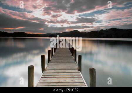 Parkamoor Jetty on Coniston Water,  Lake District, Cumbria, England, Uk, Gb. Stock Photo